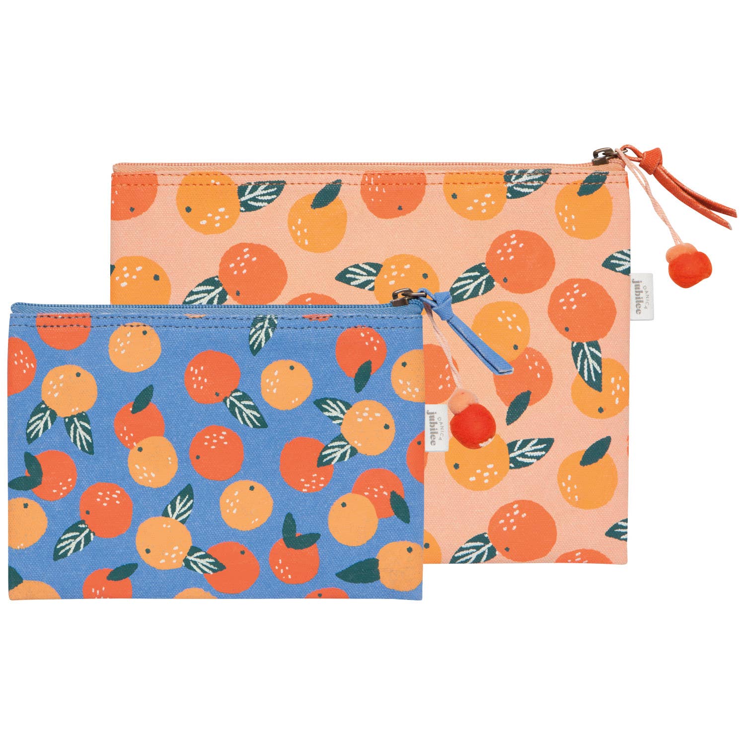 Jubilee Paradise Orange Zipper Pouches Set of 2