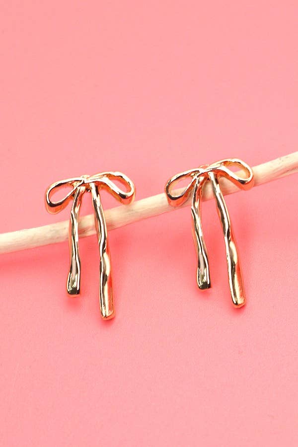 LONG BOW RIBBON STUD EARRINGS | Long Ribbon Bow Necklace