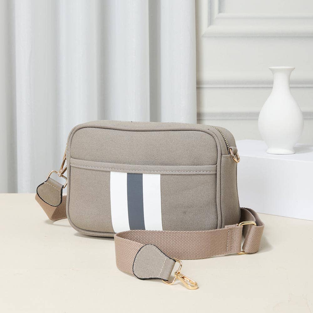 Camera Style Purse | Canvas Stripe Color Block Crossbody Bag