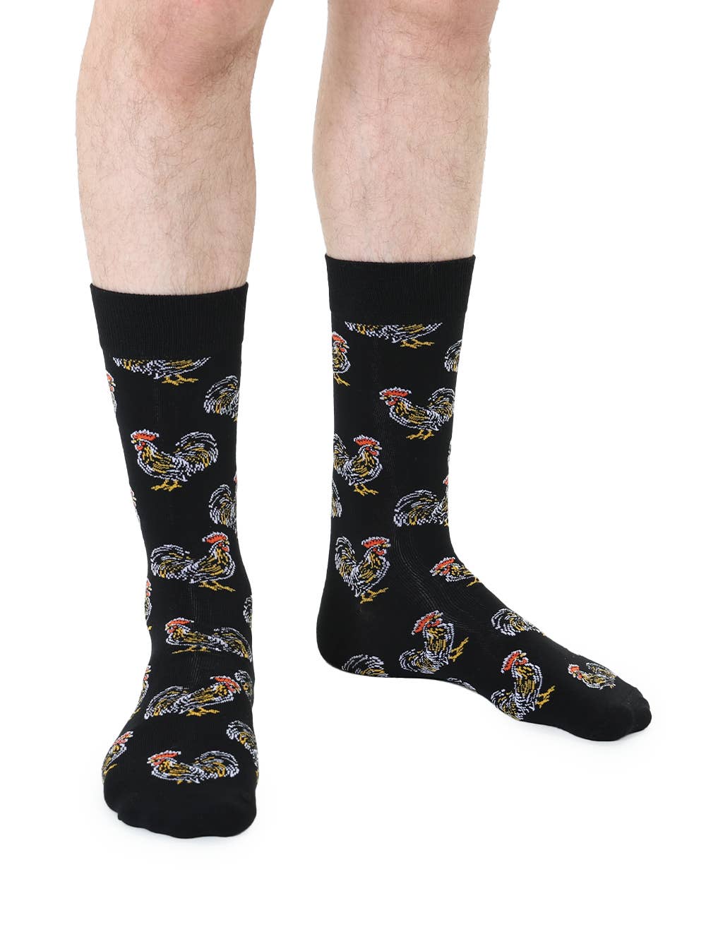 Bamboo Crew Socks - Men's Collection - Roosters - Black