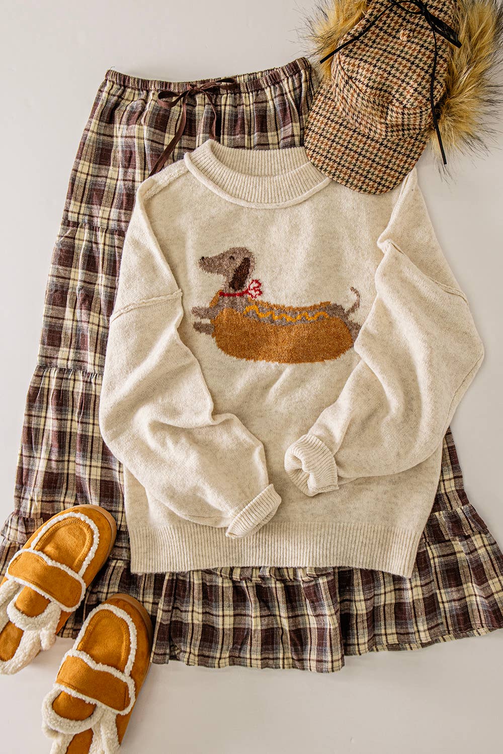 Women's Sweater | Dachshund Hot Dog (Oatmeal or Chocolate)