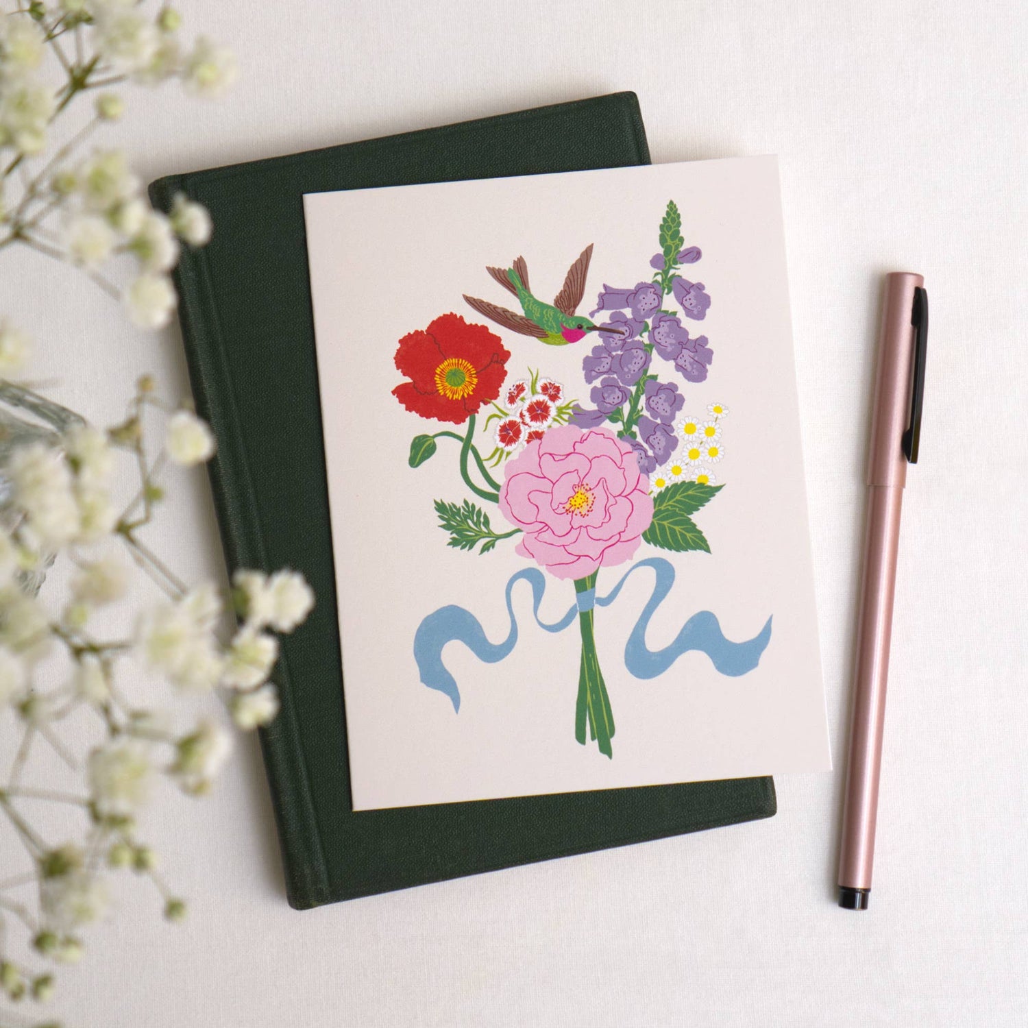 Greeting Card | Hummingbird Flower Bouquet