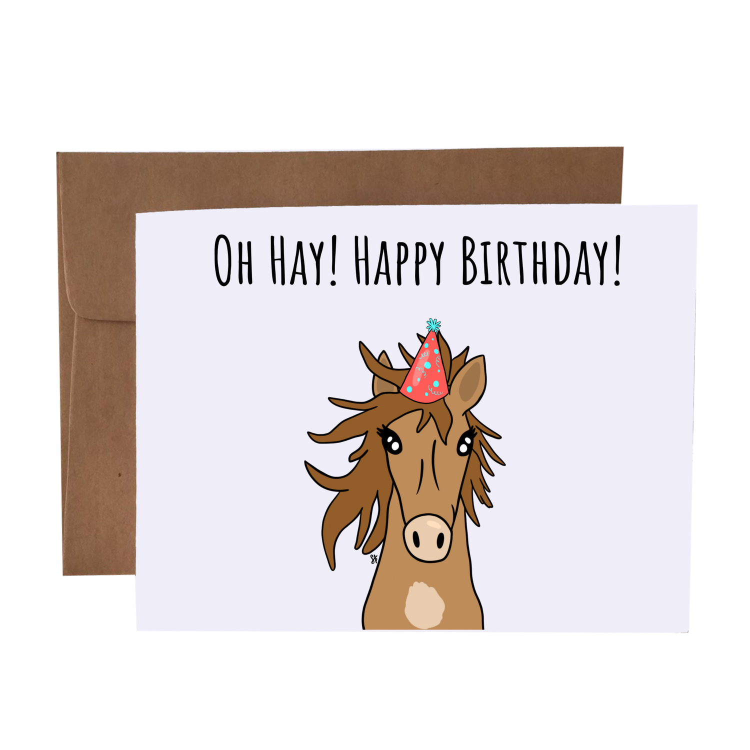 Oh Hay Happy Birthday Horse Pun Greeting Card