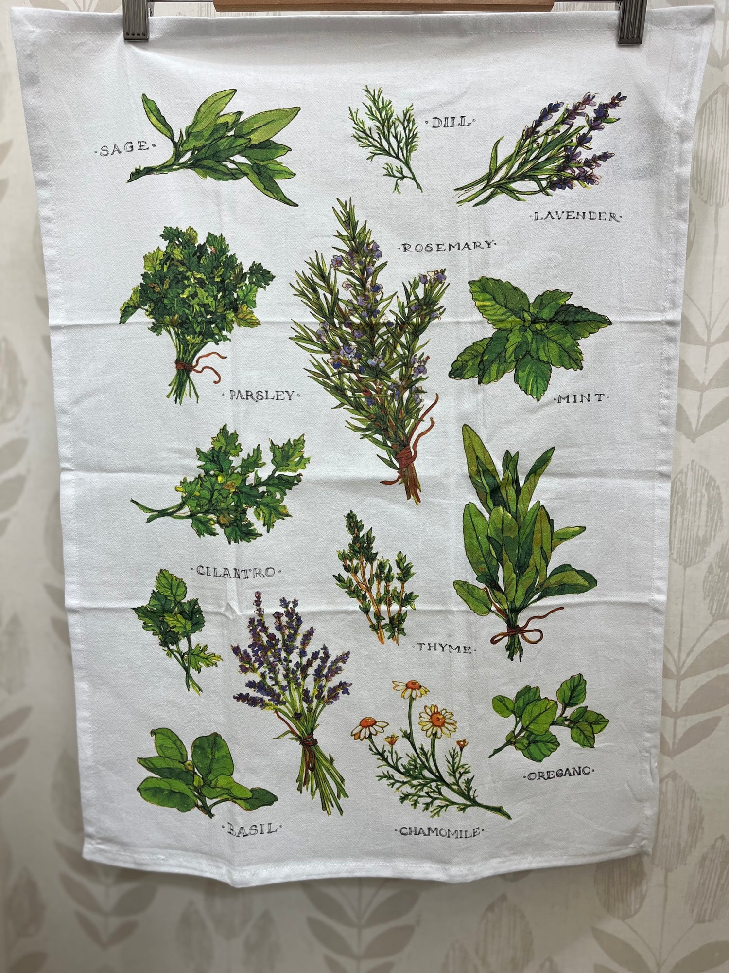 Kitchen /Tea Towel Set | Common Herbs Illustration