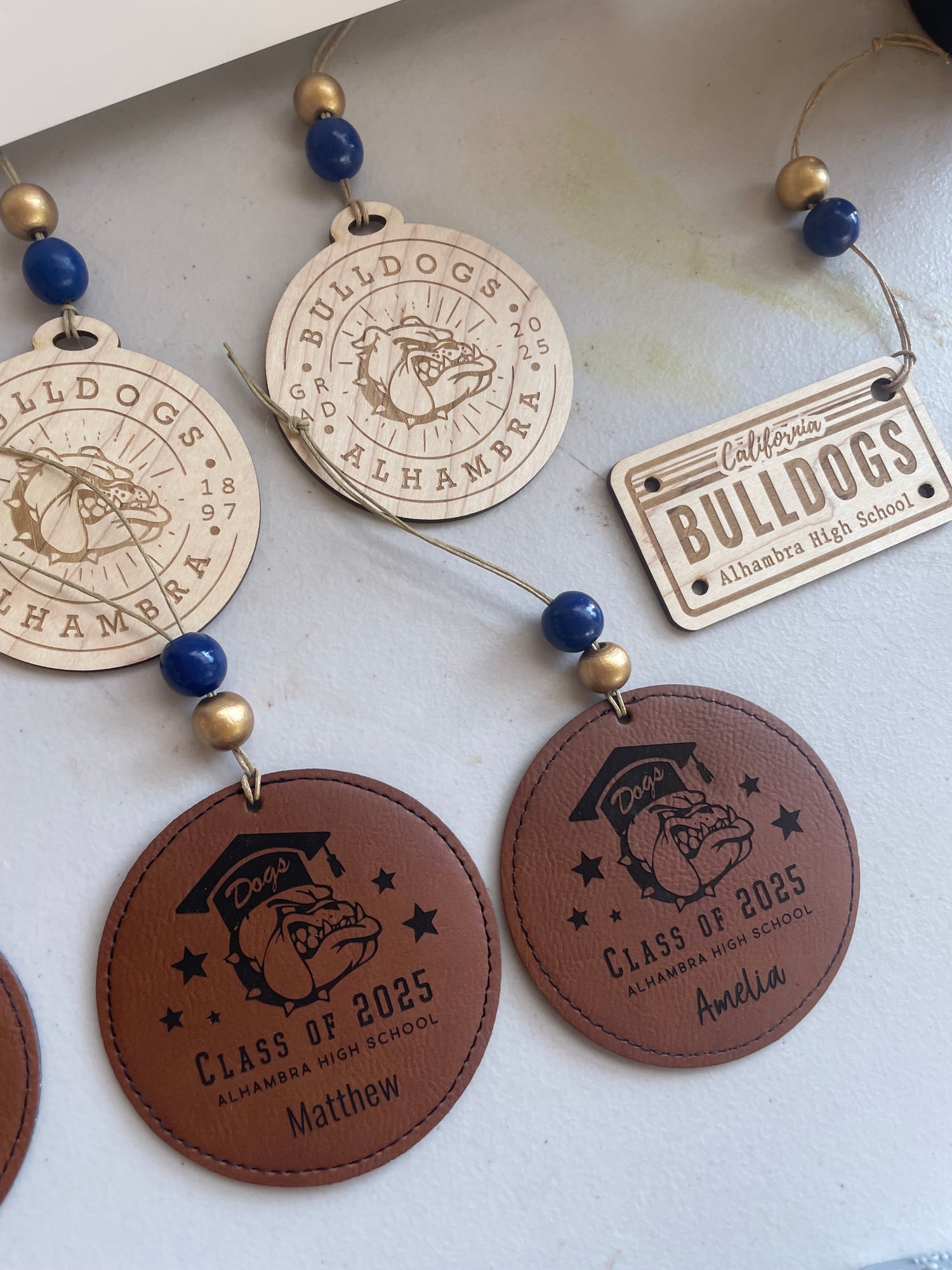 Wooden Car Mirror Charm/Ornaments | Alhambra High School Bulldogs