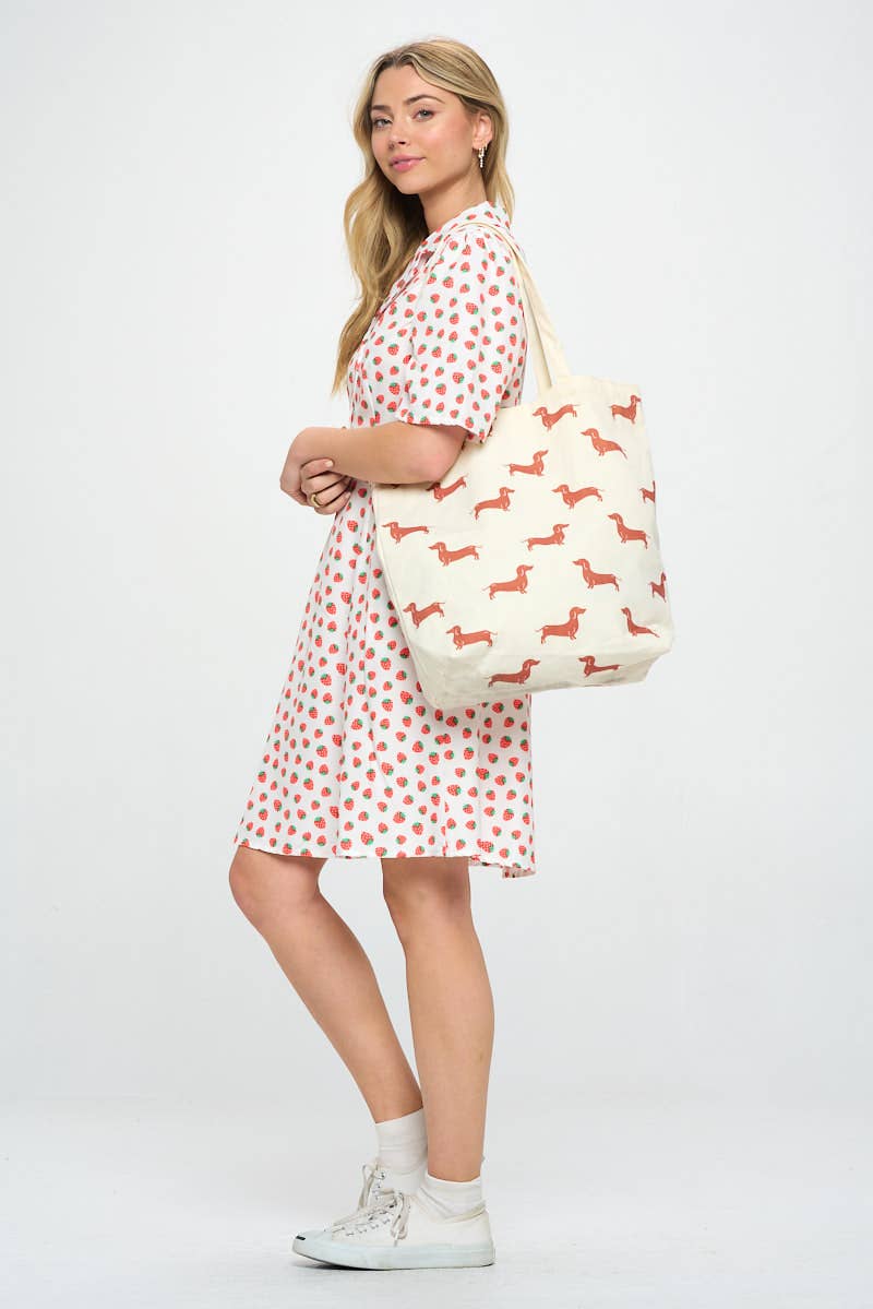 TOTE BAG | DACHSHOUND DOG PRINT