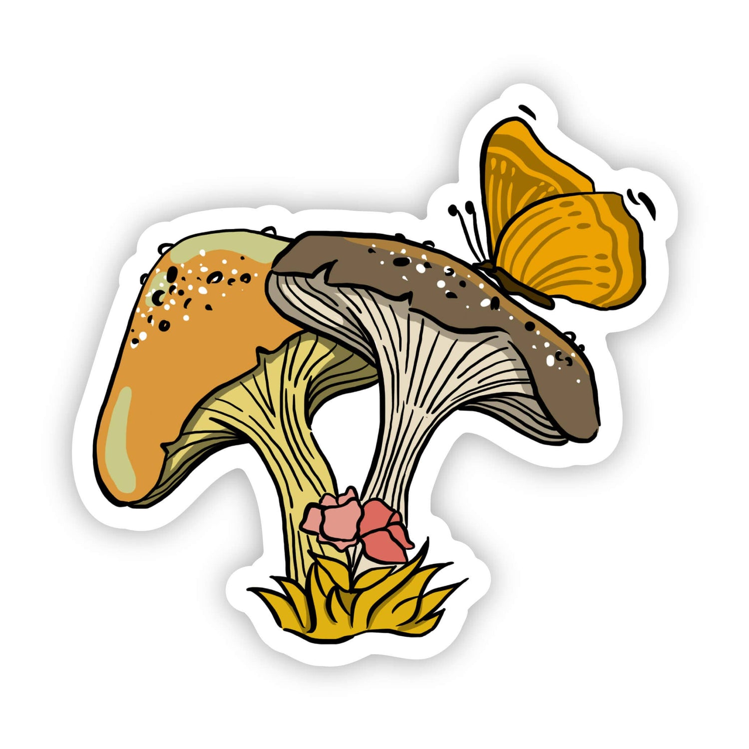 Sticker | Floral Mushrooms with Butterfly