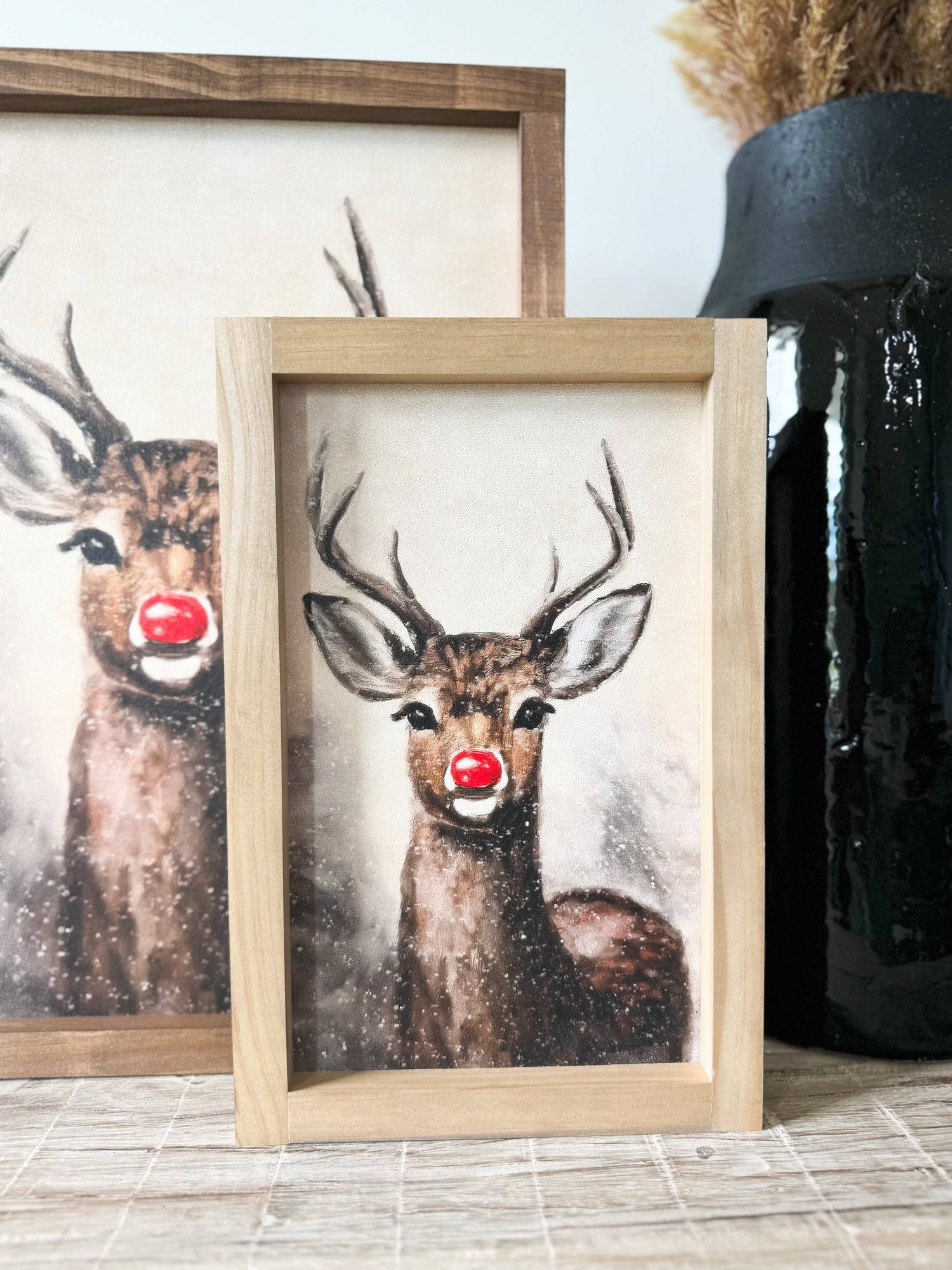 Handmade Framed Art Decor |  Rudolph Vintage Print | Christmas Decor
