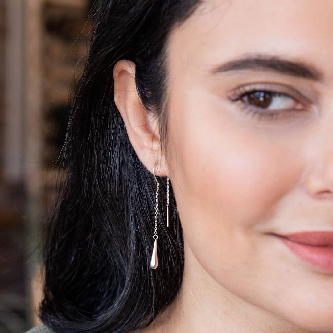 Refined Earring Collection | Teardrop Threader/Silver