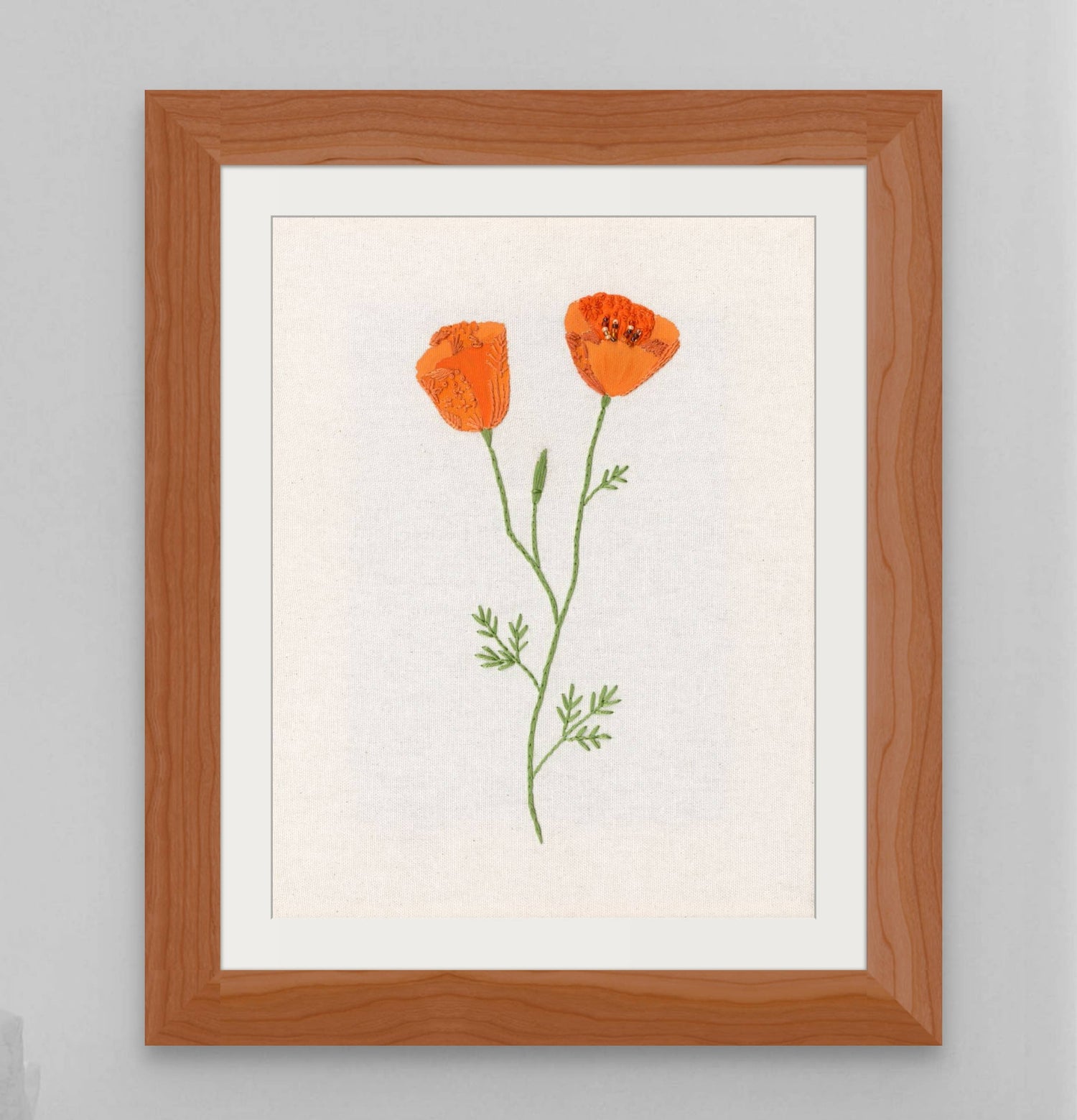 Art Print | California Poppy Embroidery