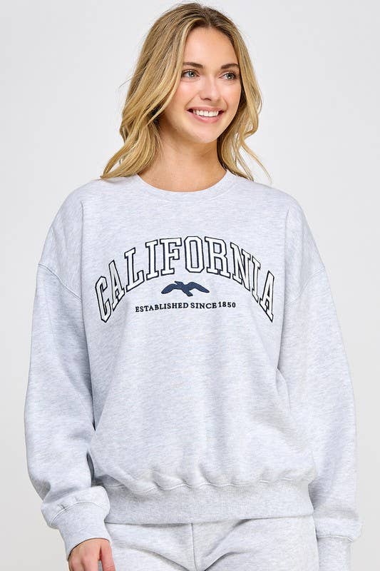 California Oversized Sweatshirt | Fleece Embroidered