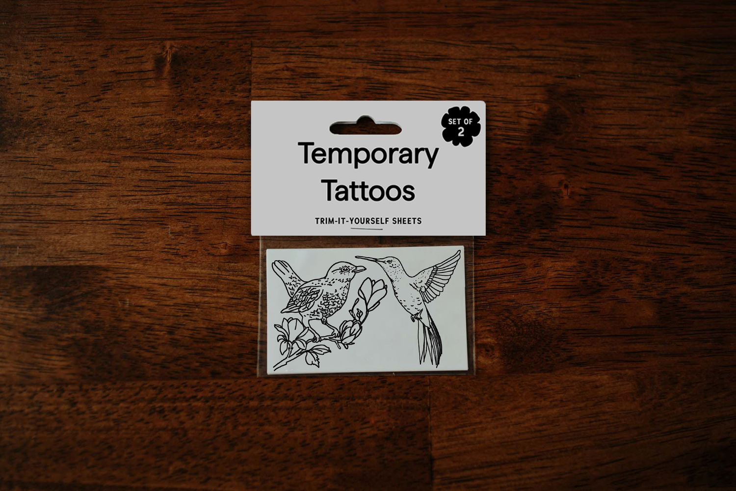 Blackbird and Hummingbird Temporary Tattoos