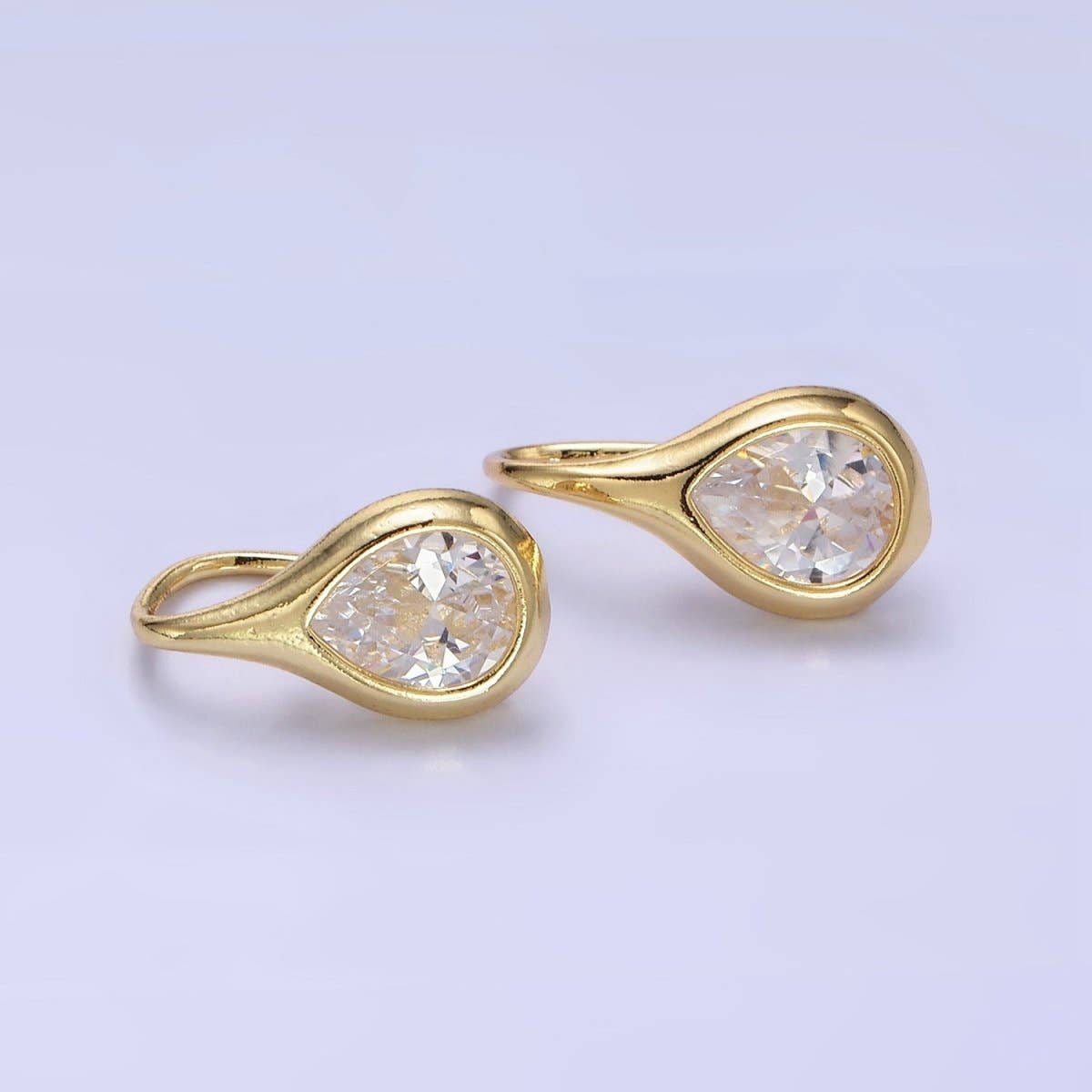 Petite Drop Earrings | 14K Gold Filled Clear, Diamond CZ Teardrop French Hook Earrings