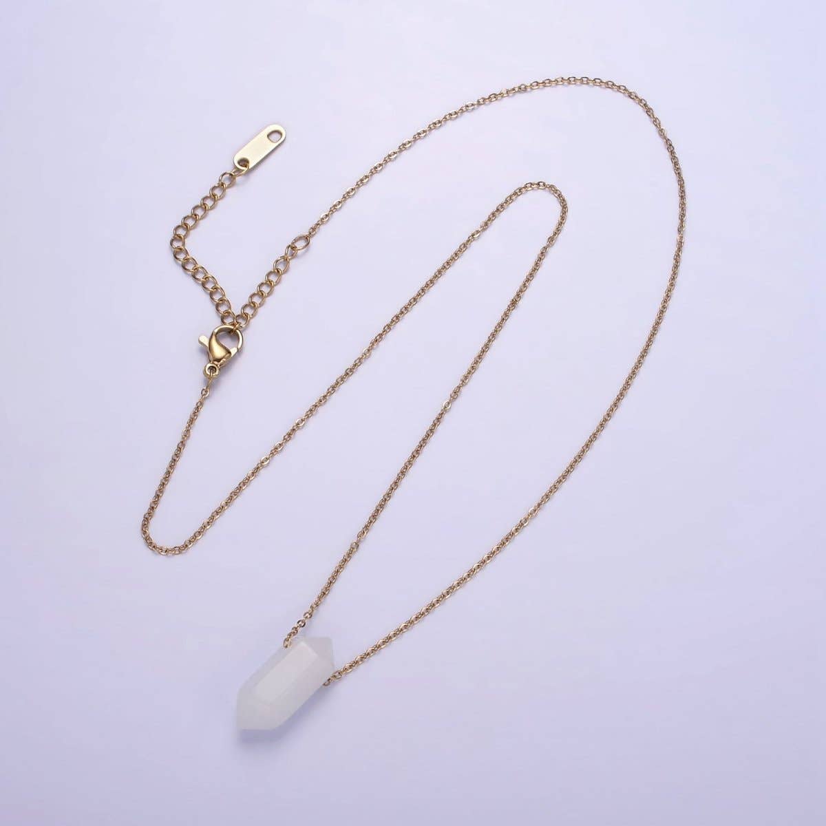 Handmade Necklace | Stainless Steel Clear Quartz Gemstone 17" Cable Chain