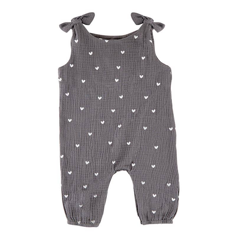Baby Romper | Overall Tie Romper - Hearts