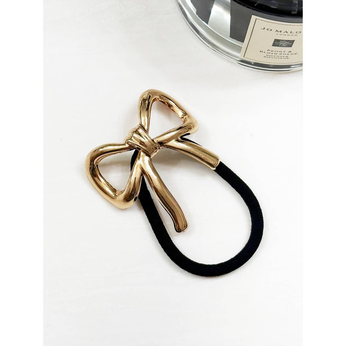 Ponytail Holder | Gold Metal Bow