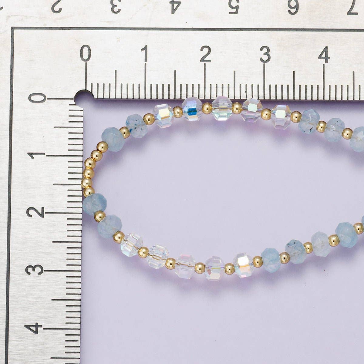 24K Gold Filled Aquamarine Multifaceted Gemstone Ball Paperclip Chain Half 18 Inch Necklace w. Extender | WA-04228