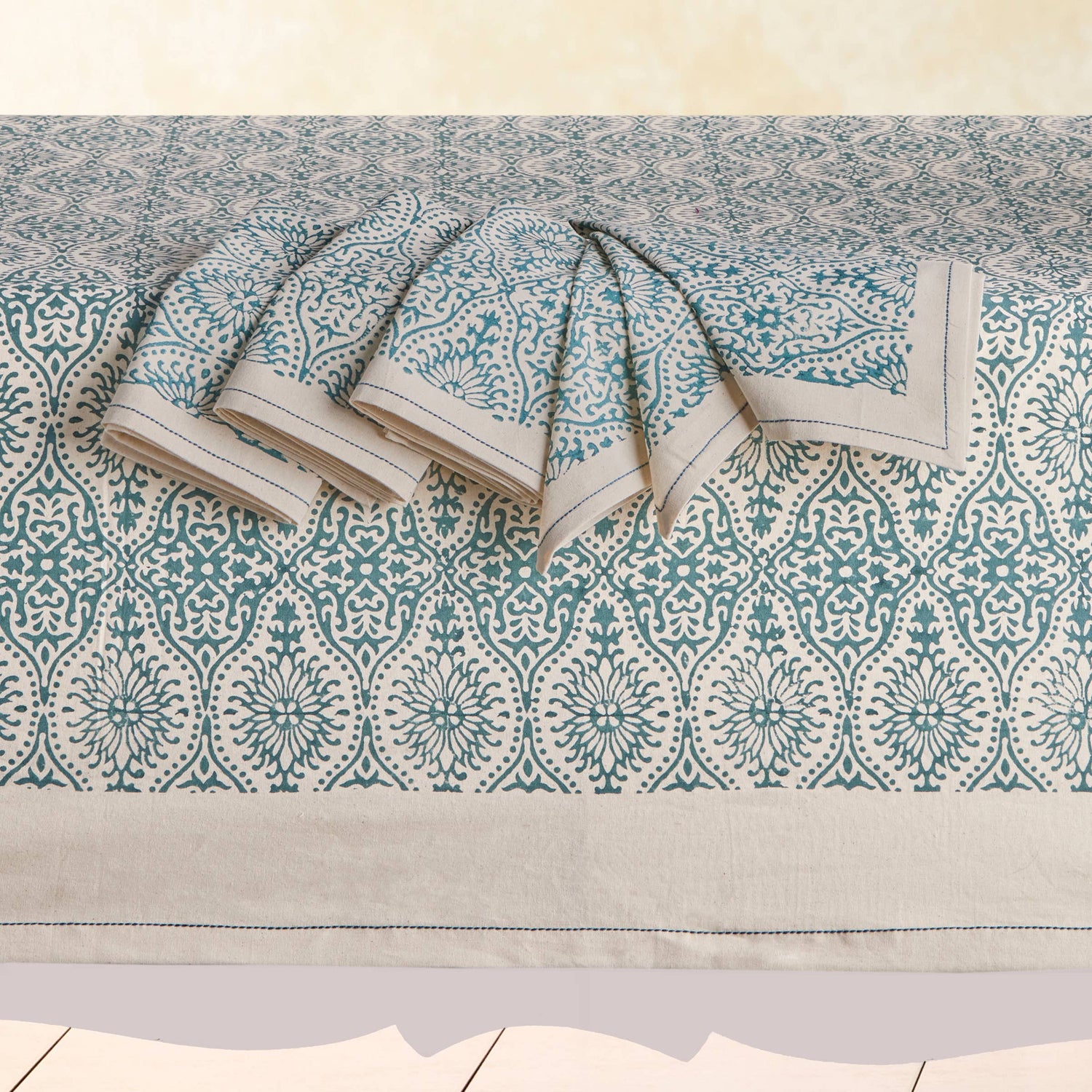 Tablecloth | Hand Block Printed - Teal