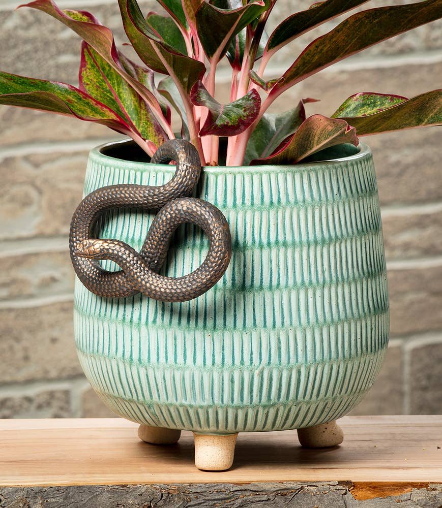 Hanging Planter Snake-Bronze-4"W