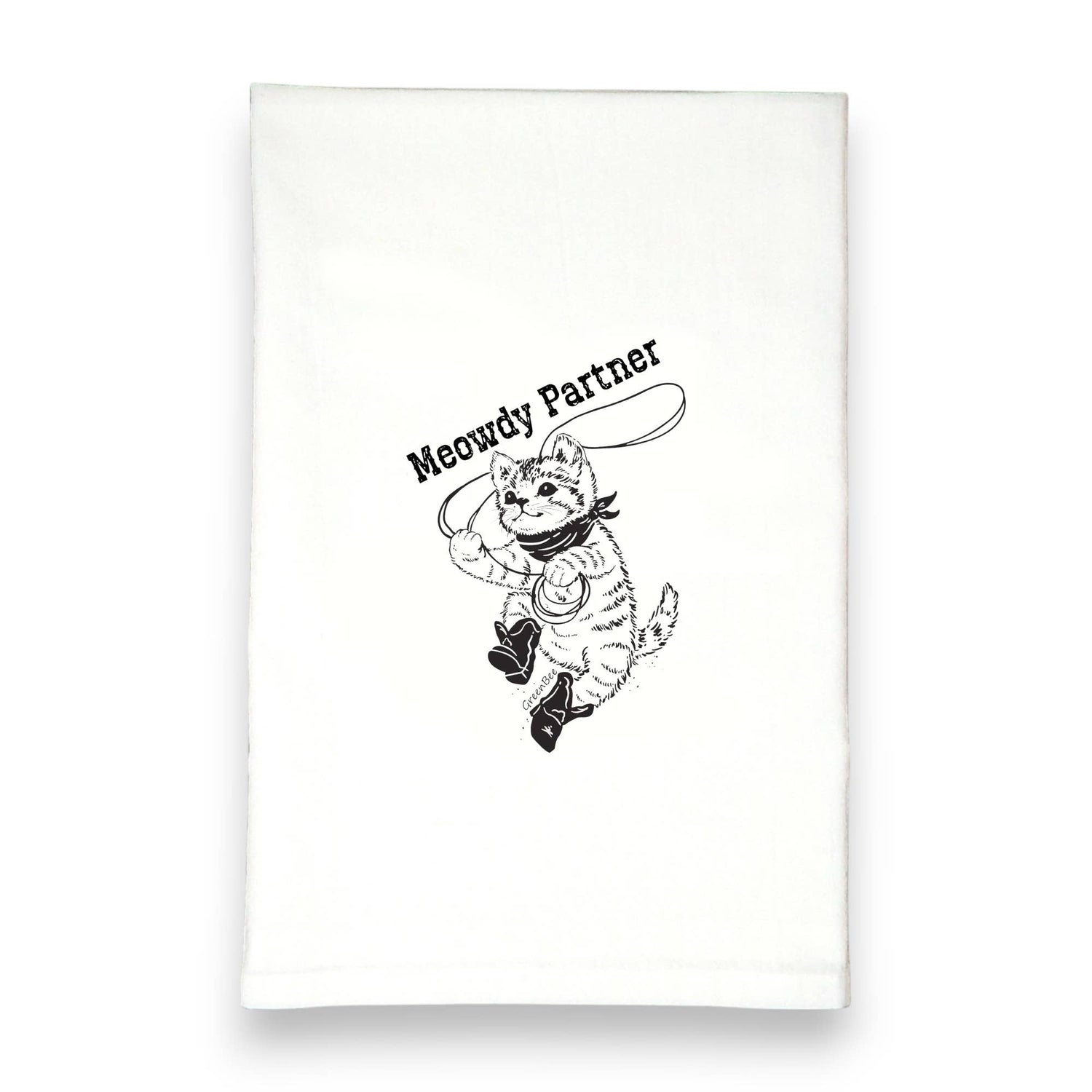 Meowdy Partner Funny Cat Kitchen Towel | Tea Towels | Cowboy