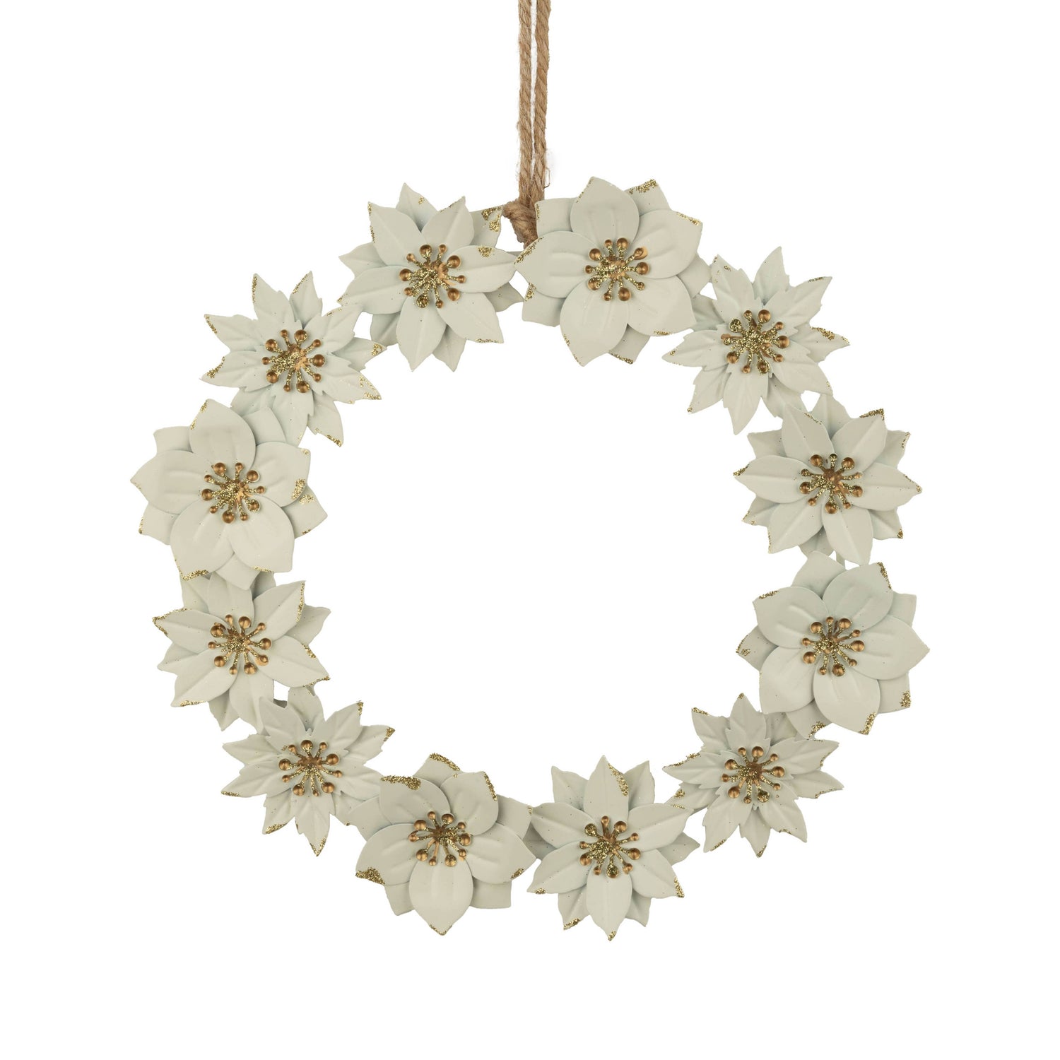 Poinsettia Wreath | Metal 10"