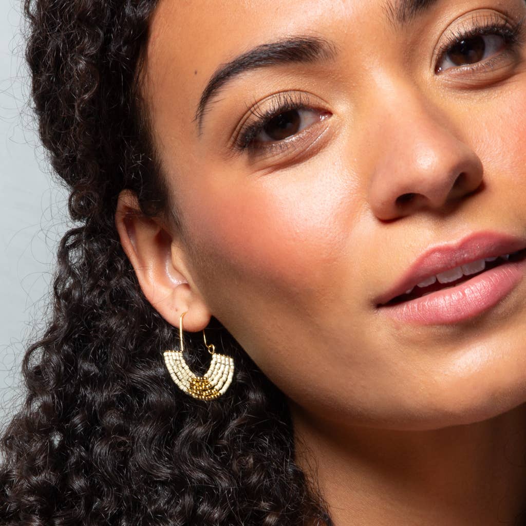Scout Beaded Earrings | Chromacolor Miyuki U-Hoop Earring - Pewter/Gold