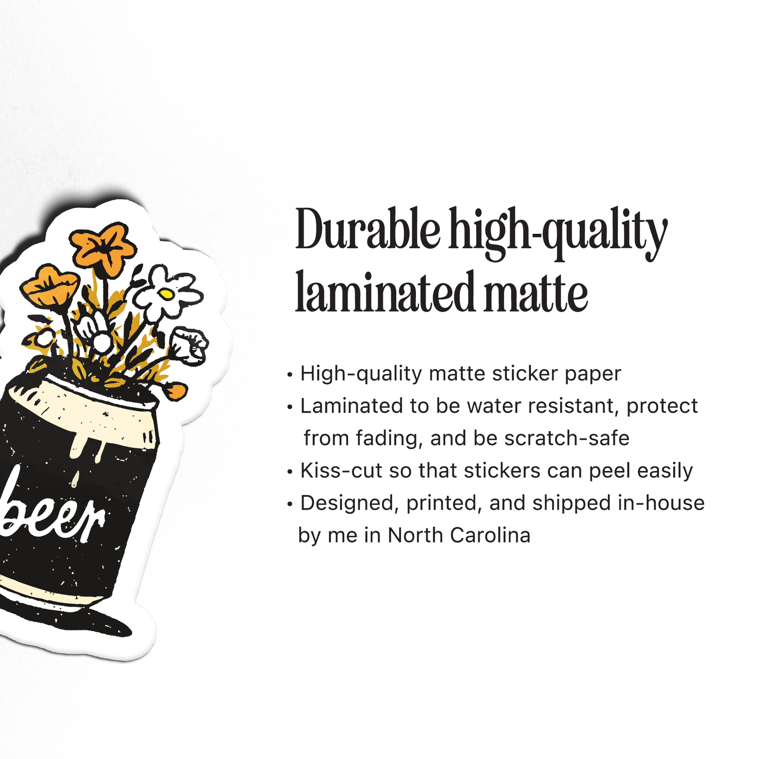 Sticker | Beer Can Flower Bouquet - Laminated Vinyl Matte Sticker