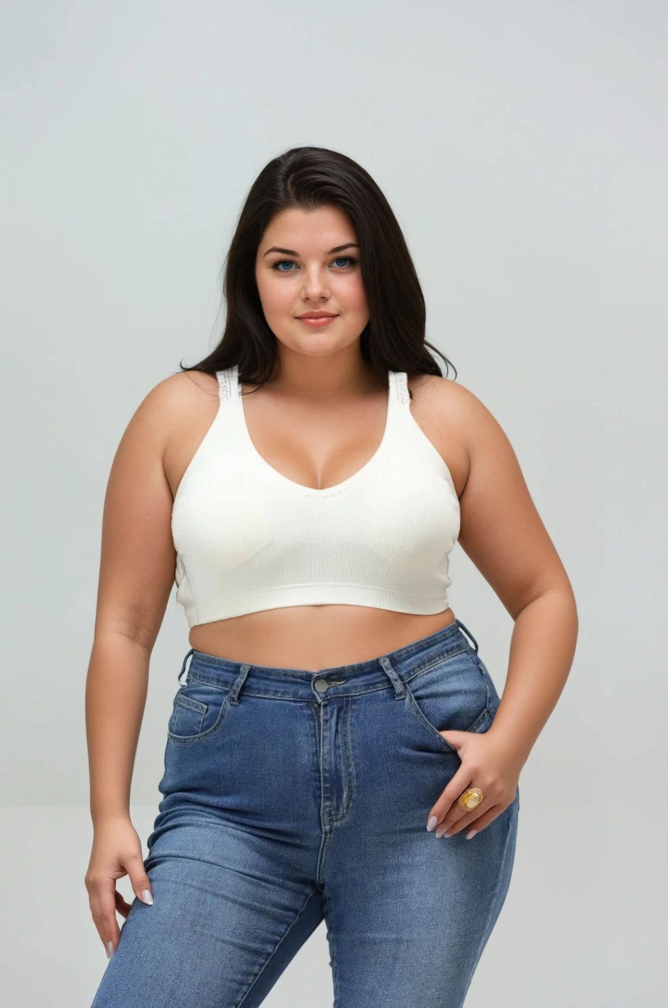 Curvy Bralette | Seamless Front Lace Racerback