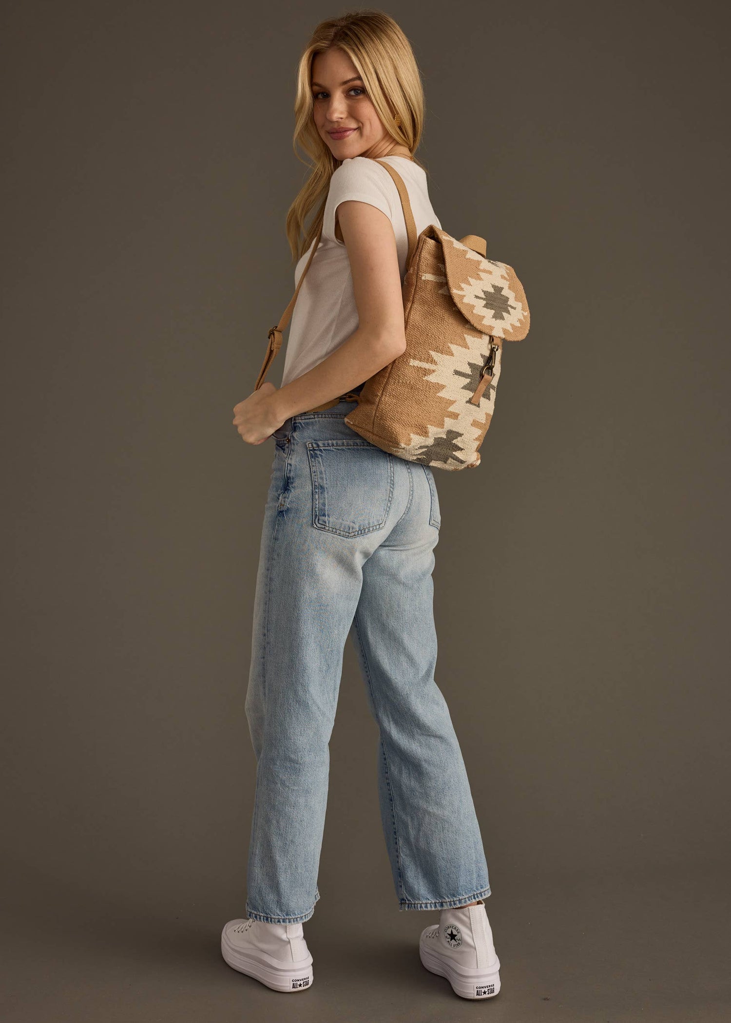 Boho Backpack | Tan, Cream & Gray Aztec