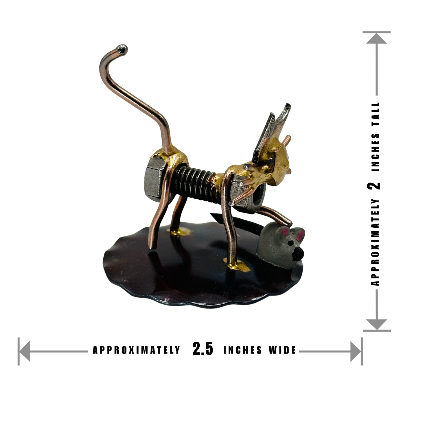Handmade Metal Figurine | Cat with Mouse