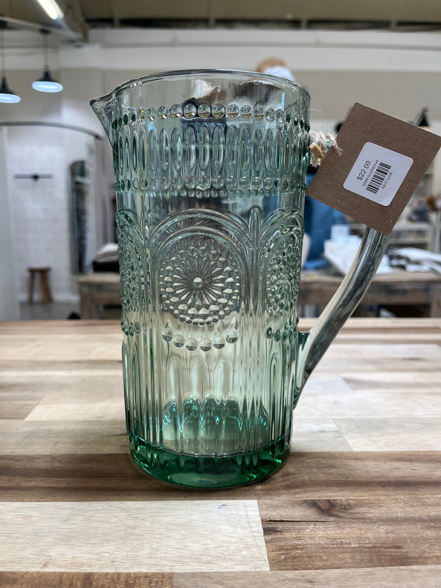 Glass Pitcher | Green Vintage Charm