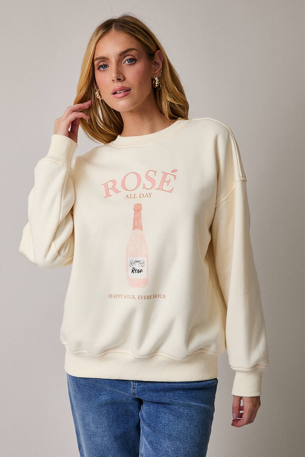 Women's Sweatshirt | Pink Rose' All Day - Beverage