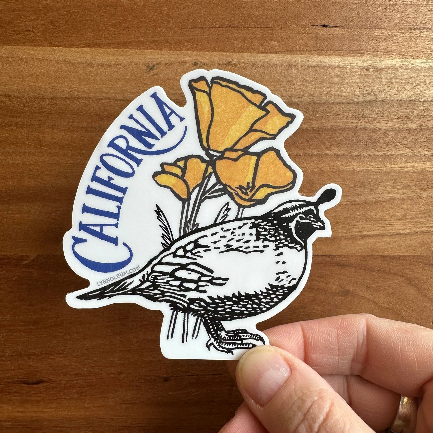 Sticker | California Poppies & Quail