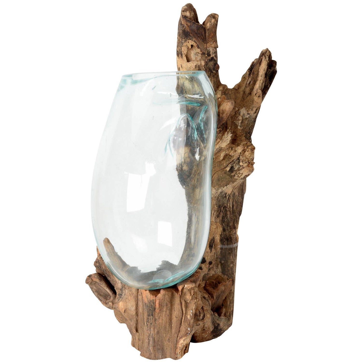 Home Decor | Large Molten Glass Vase + Driftwood Vase Sculpture