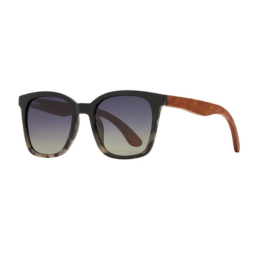 Blue Planet Sunglasses | Alaina - Onyx/Ivory Tortoise / Walnut Wood / Smoke