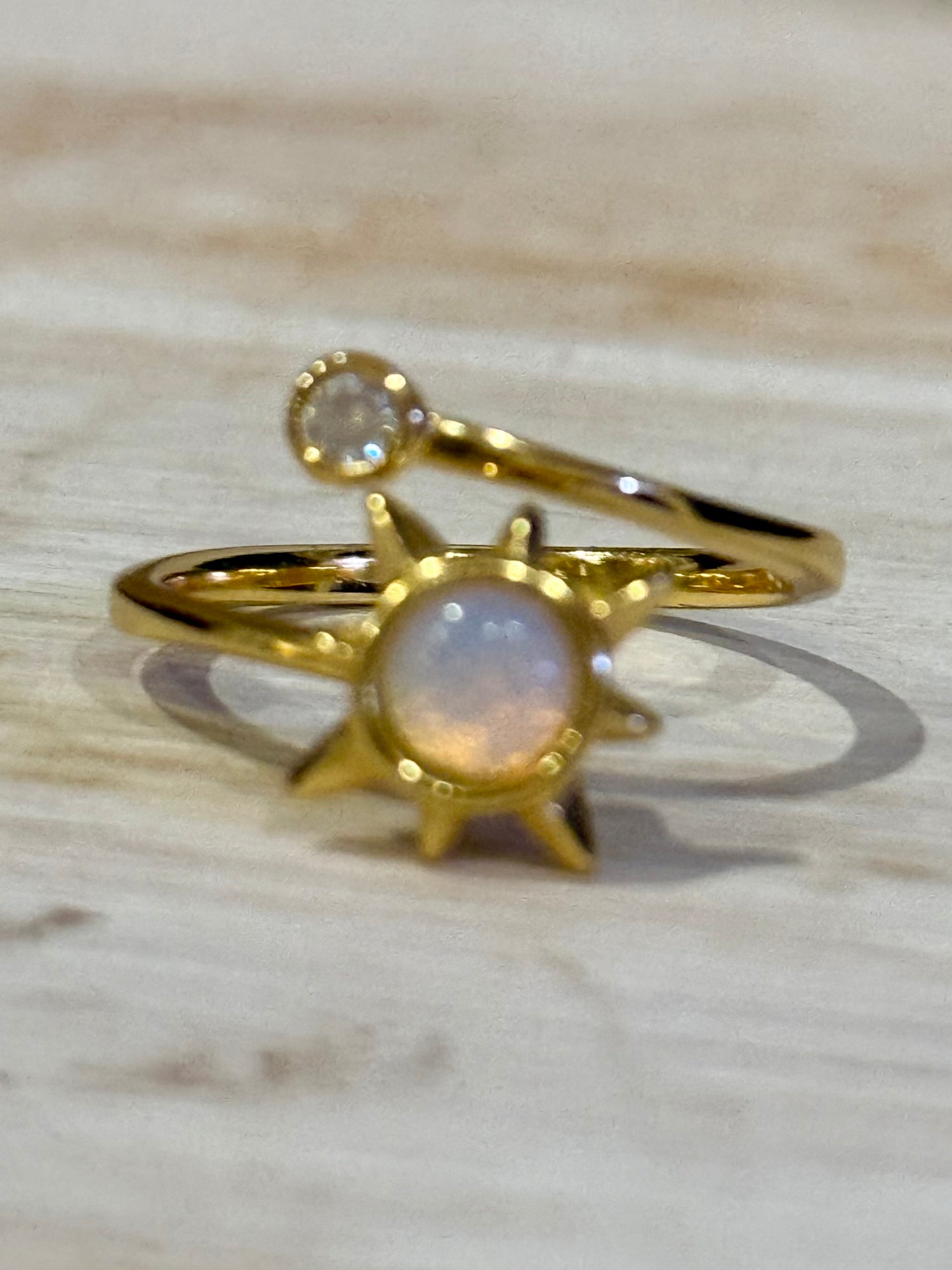 Stainless Spinner Ring | Sun with Opal Stone