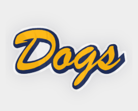 Vinyl Sticker Decal | Alhambra High School 'Dogs' Logo Script - 4" and 7.5"