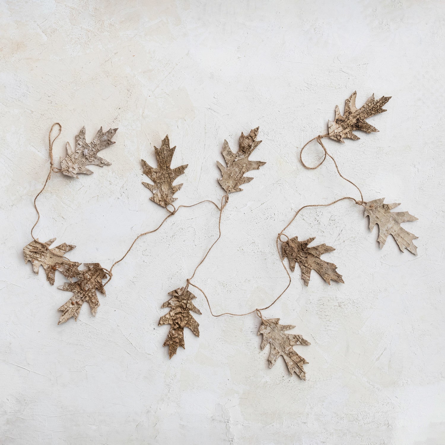 Garland | Birch Bark Oak Leaf Shaped on Jute Cord