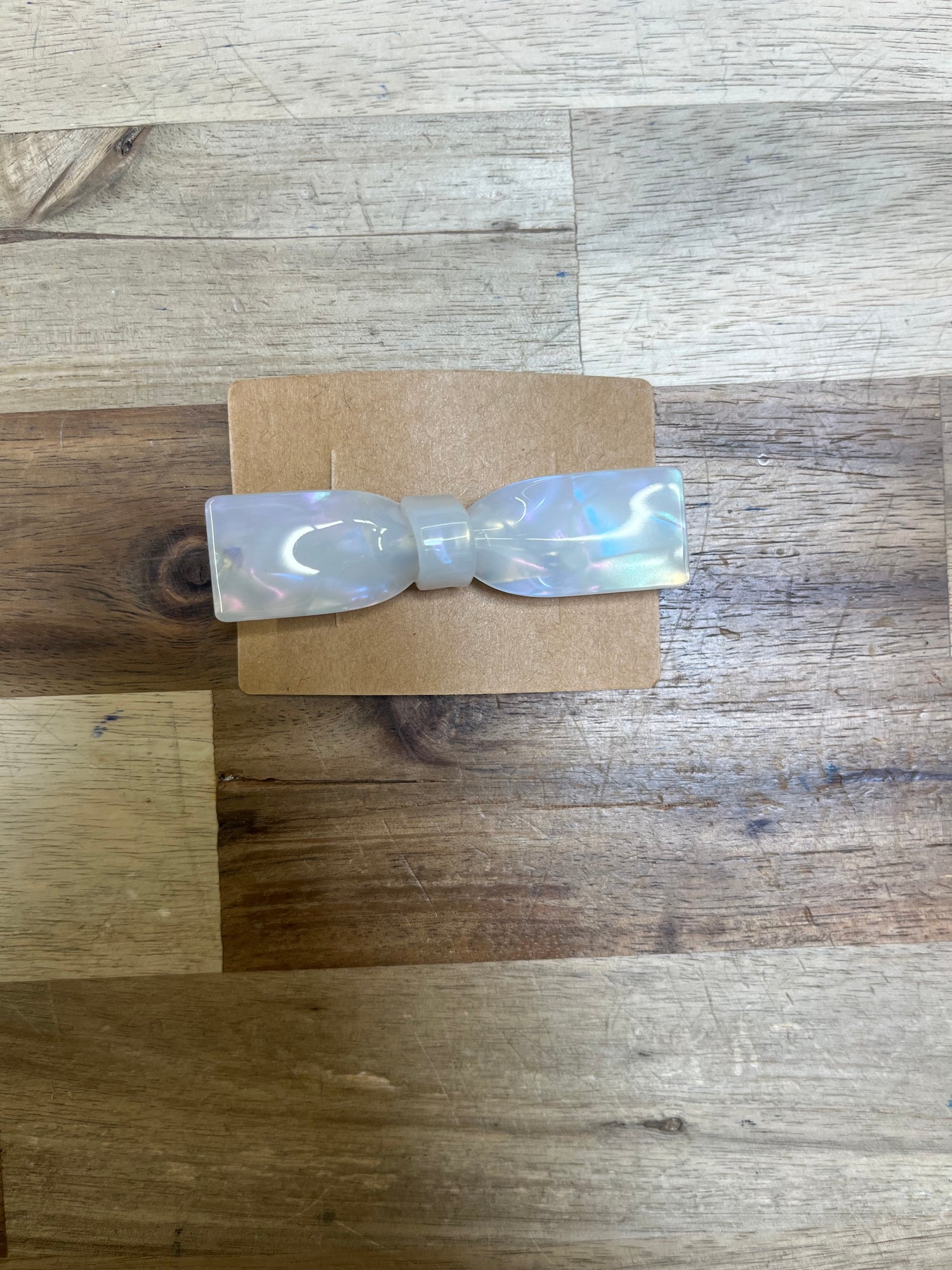 Acetate Bow Clip | White Mermaid Shimmer