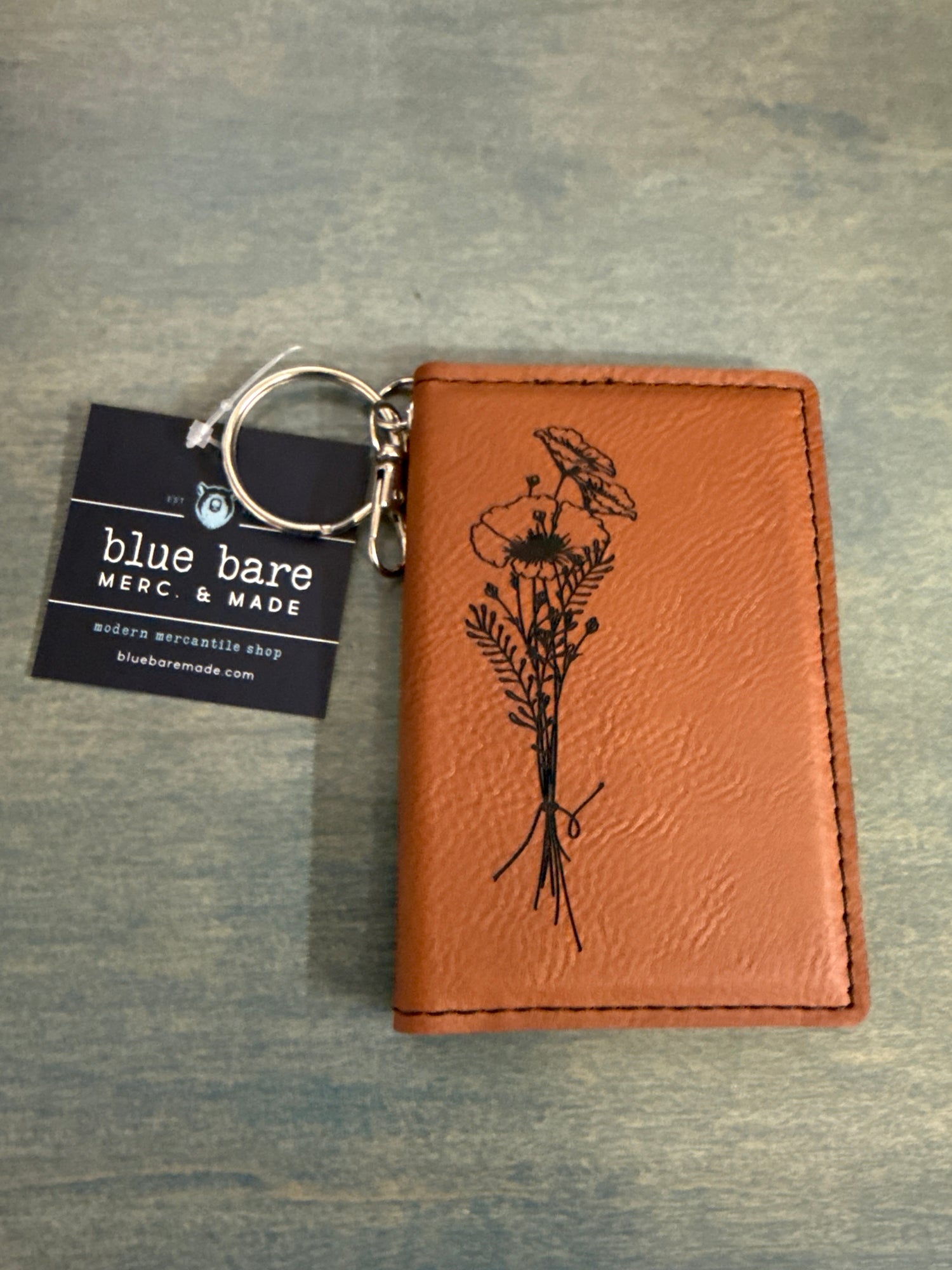 I.D. Card Holder Keychain Wallet | Poppy Engraving