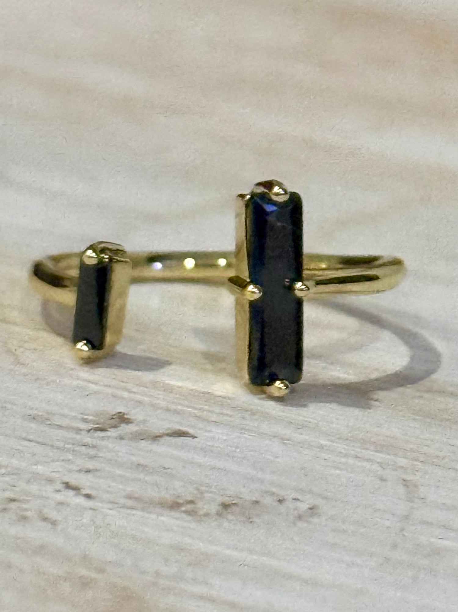 Stainless Steel Ring | Black Parallel Bar