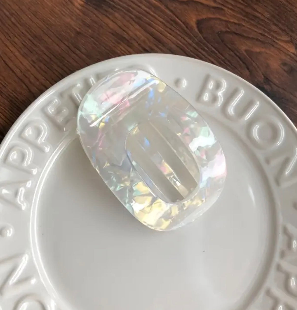 Large Flat Back Hair Clip | Mermaid White 4.5"