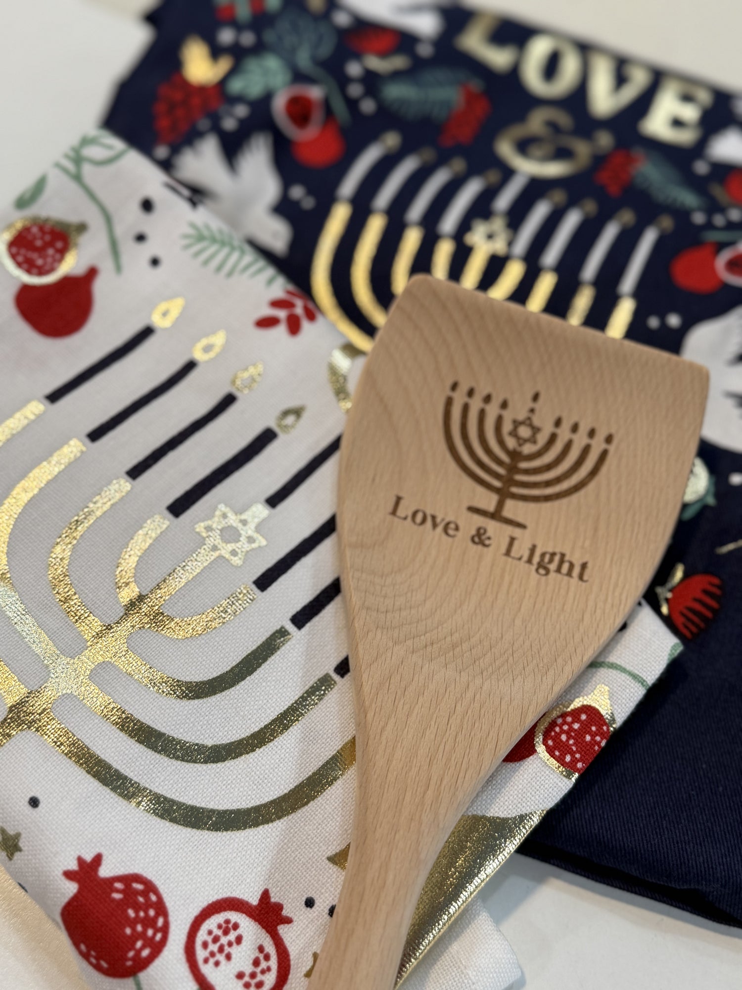 Apron, Towel, Spatula Set | Love And Light Hanukkah