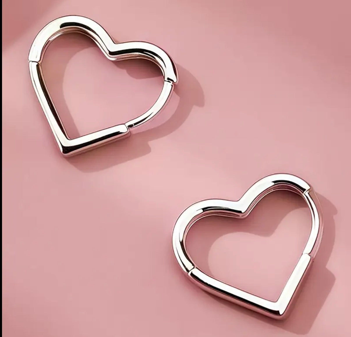 Stainless Heart Hoop Earrings | 1.25"