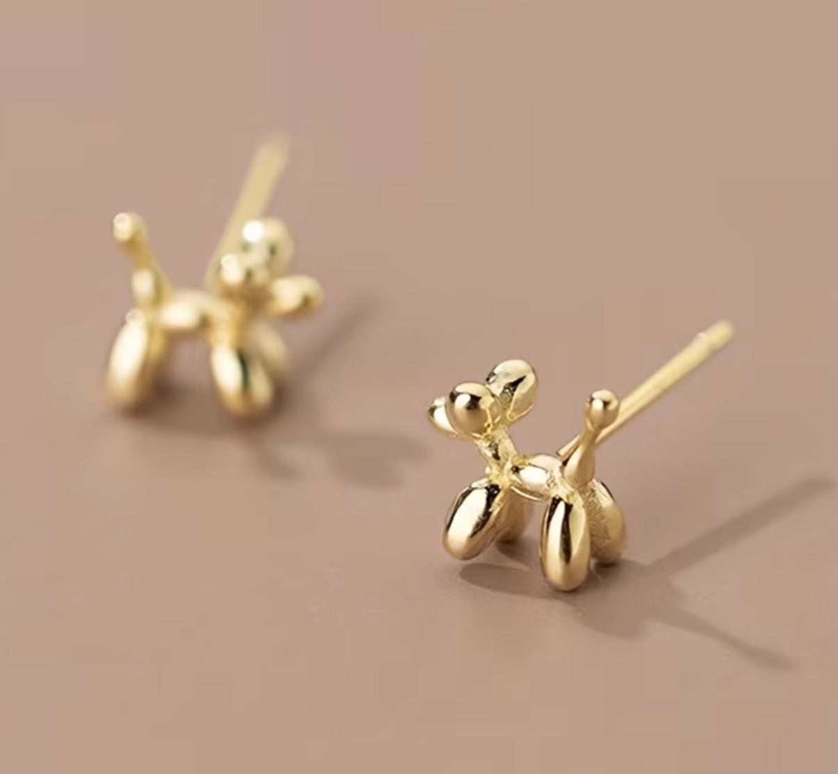 Stud Earrings | Stainless Steel Gold Balloon Dogs