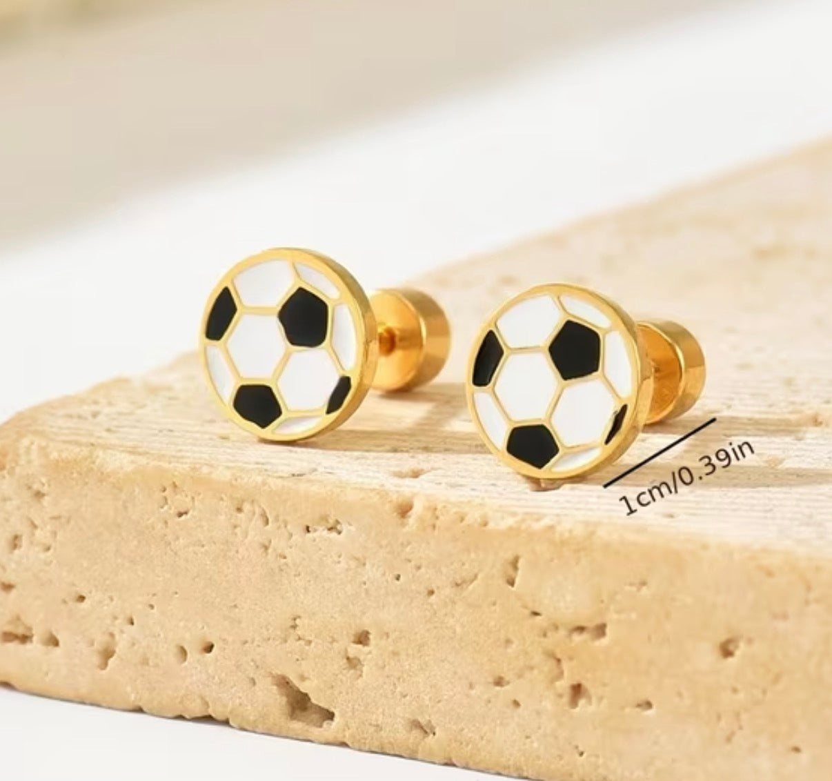 Stud Earrings | Enamel Soccer Balls