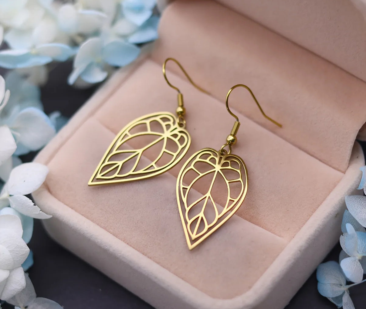 Stanless Steel Dangle Earrings | Big Tree Leaf (Gold or Silver)