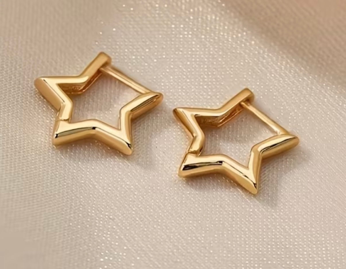 Dangle Earring Hoops | 18K Gold-Plated Stainless Steel Stars