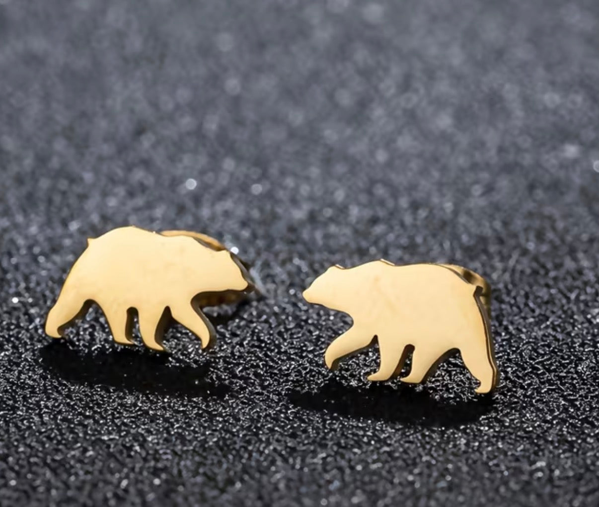 Earrings | Stainless Golden California Grizzly Bear
