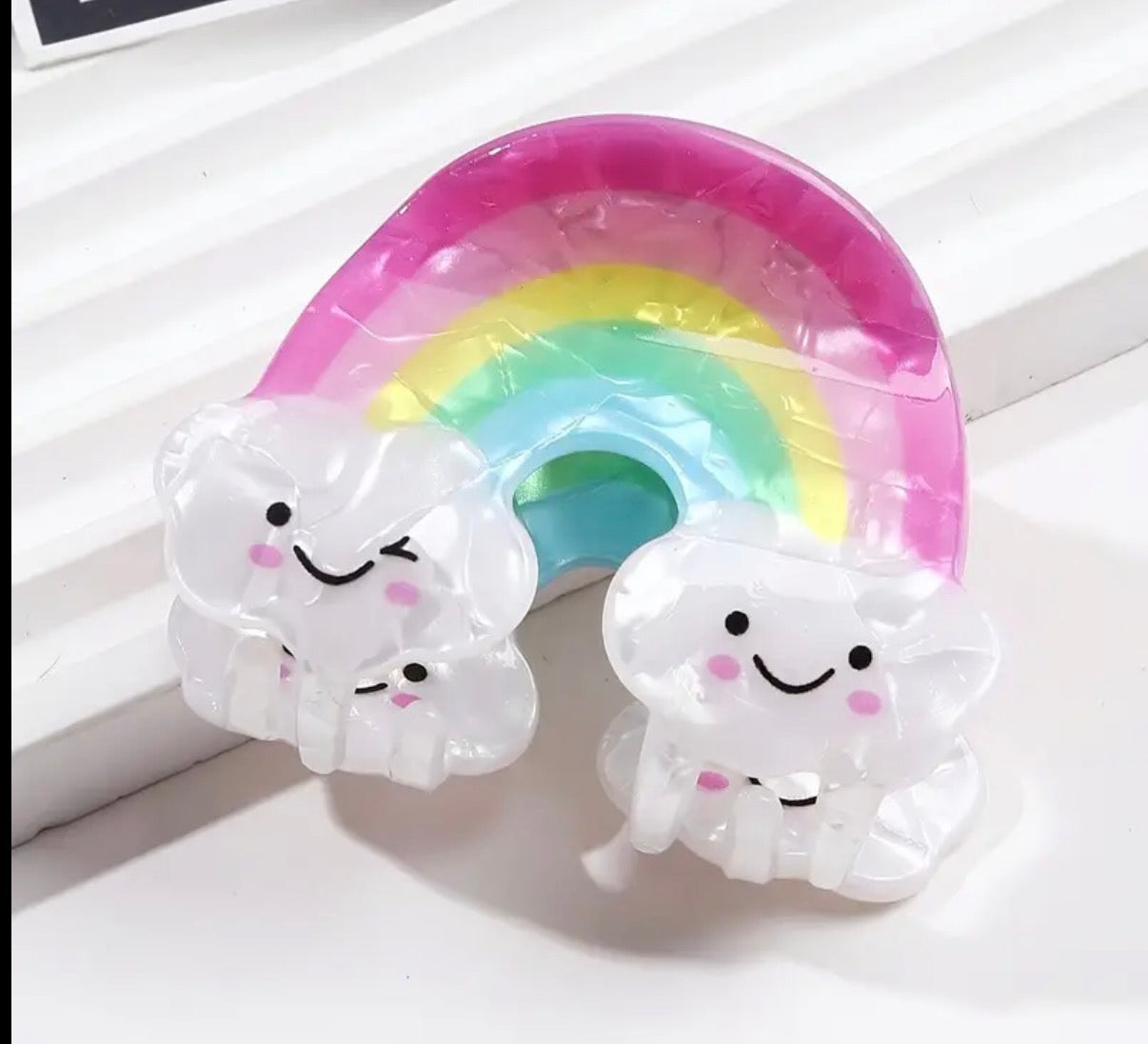 Hair Claw Clip | Rainbow Cloud 3"
